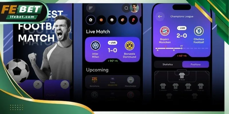 Giao diện ứng dụng Febet hiển thị trên điện thoại